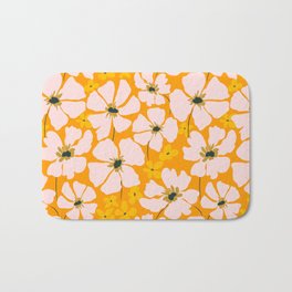 Sunny Yellow Matisse Style Abstract Retro Flowers Bath Mat