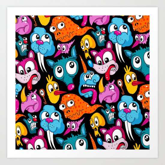 Weird Dudes Pattern Art Print