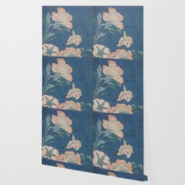 Hokusai, Peonies and Canary  Wallpaper