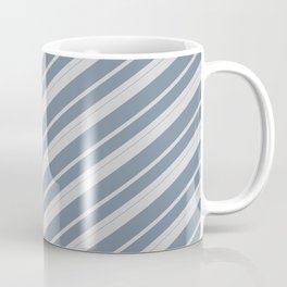 [ Thumbnail: Light Gray & Light Slate Gray Colored Lined Pattern Coffee Mug ]
