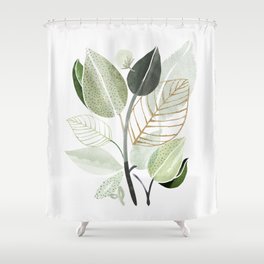 Forest Bouquet - Green Leaves Watercolor Shower Curtain
