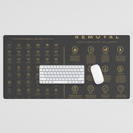 Laundry Symbols Guide Care with Stain Removal Instruction Gold Desk Mat