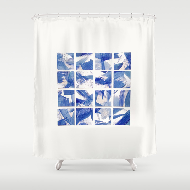 Chinoiserie Blue And White China Mosaic Pattern Shower Curtain By