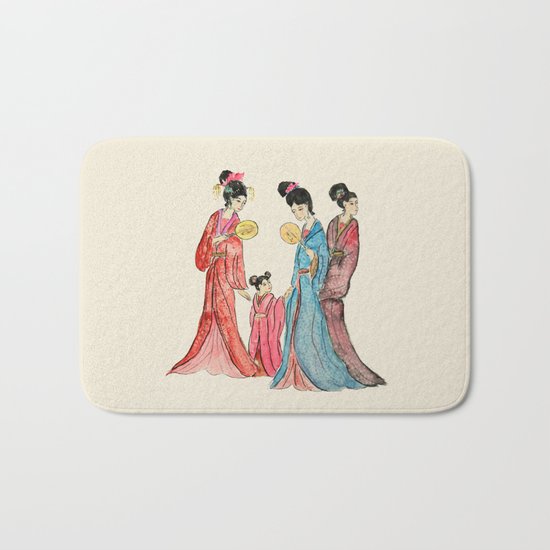 Ancient Chinese ladies painting Bath Mat