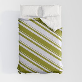 [ Thumbnail: Lavender & Green Colored Striped/Lined Pattern Comforter ]