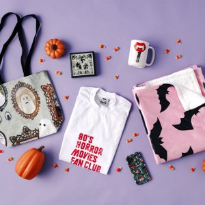 Variety of Halloween decor, apparel and accessories.