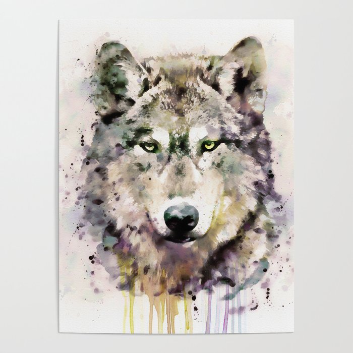Wolf Head Watercolor Portrait Poster by MarianVoicu | Society6