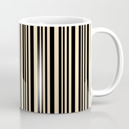 [ Thumbnail: Black & Beige Colored Pattern of Stripes Coffee Mug ]