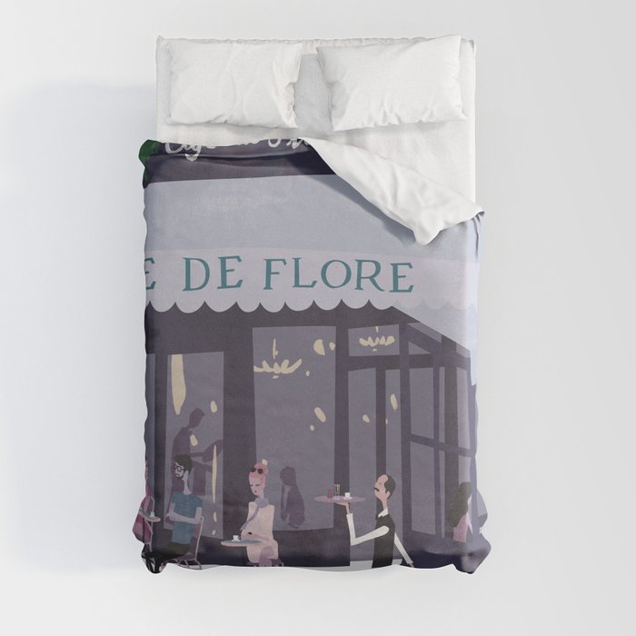 Cafe de flore Duvet Cover