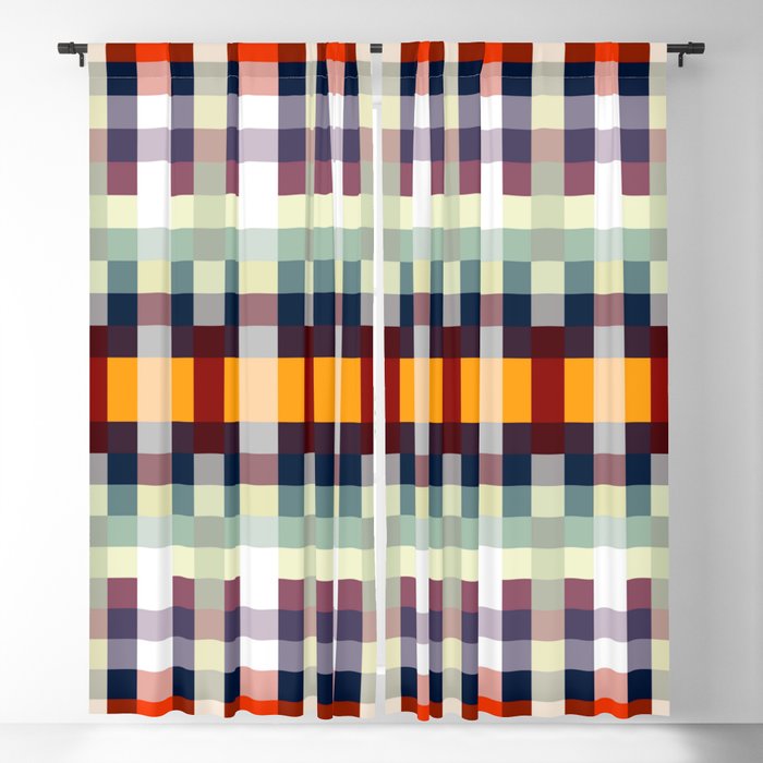 geometric symmetry art pixel square pattern abstract background in red brown yellow Blackout Curtain