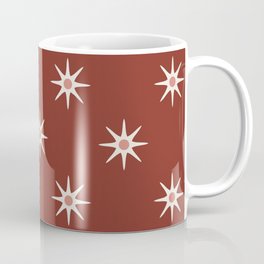 Atomic mid century retro star flower pattern in red background Mug