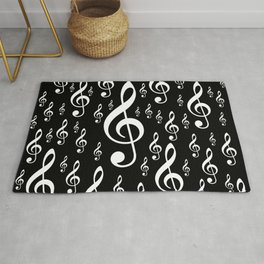 Clef Music Notes black and white Area & Throw Rug