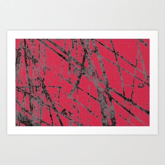 red black scratchy grunge Art Print