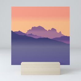 Misty Mountains Orange Sunset  Mini Art Print