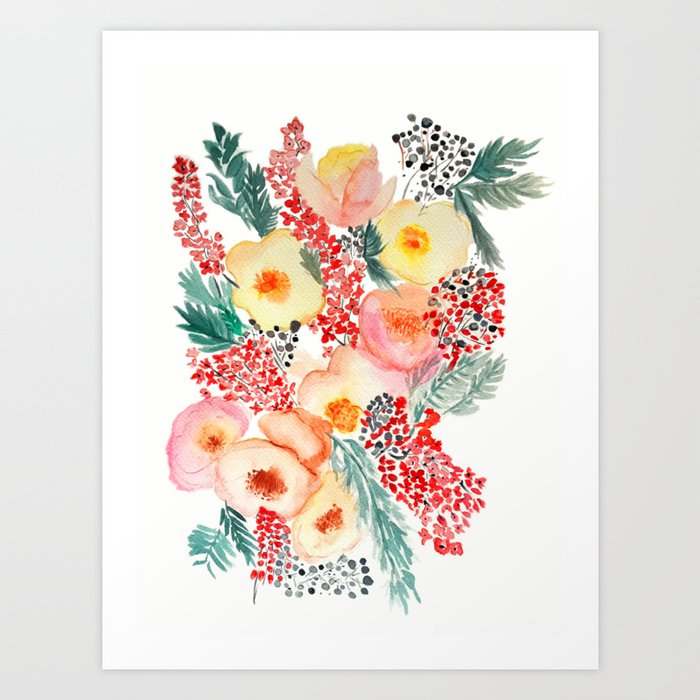 handmade watercolor bloom composition  Art Print