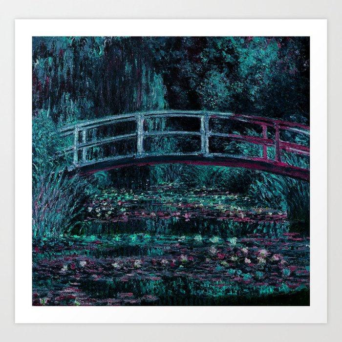 Monet The Water Lily Pond Teal Purple Art Print