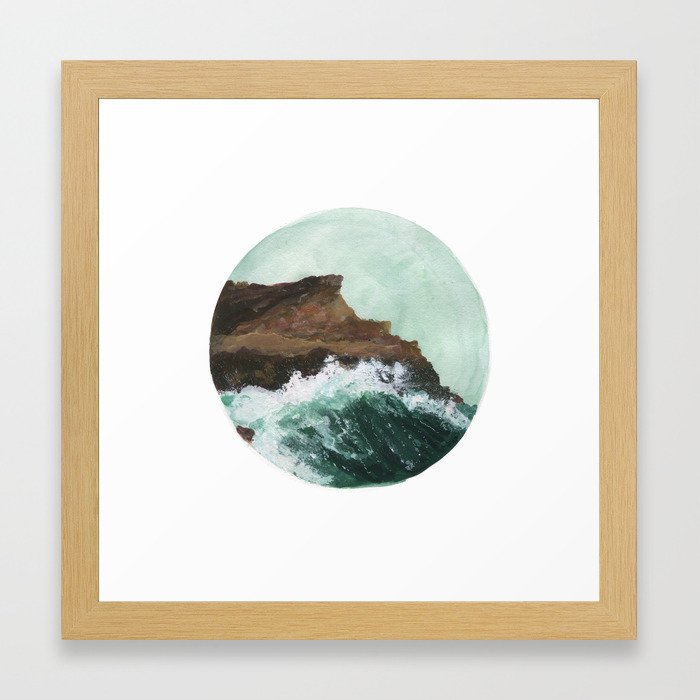 Crashing Waves On A Cliff Framed Art Print By Elissapickle Society6
