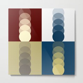 Grid retro color shapes patchwork 2 Metal Print