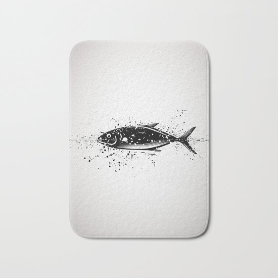 Fish black and white Bath Mat