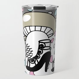 Mushroom & Fashion Shoes Line Art Travel Mug