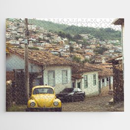 Brazil Photography - Old Street With An Old Yellow Car Jigsaw Puzzle