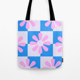 Checkerboard Flowers Tote Bag