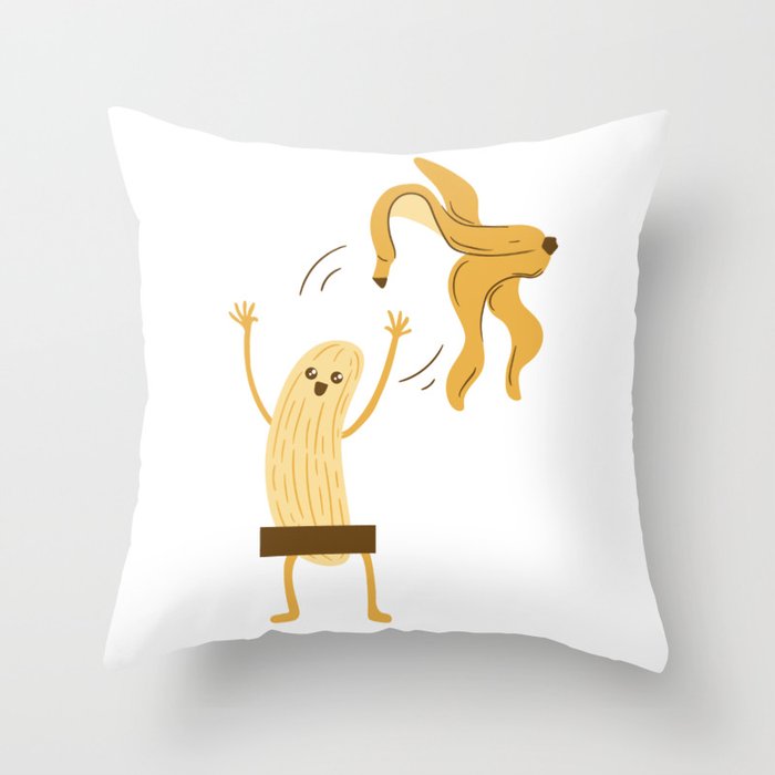 Naked Banana Cartoon Throw Pillow