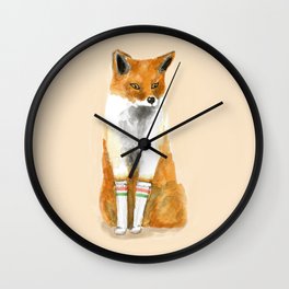 Fox with Socks Wall Clock