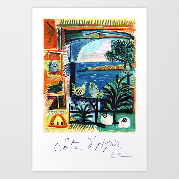 1962 Picasso COTE D'AZUR French Riviera Travel Poster Art Print