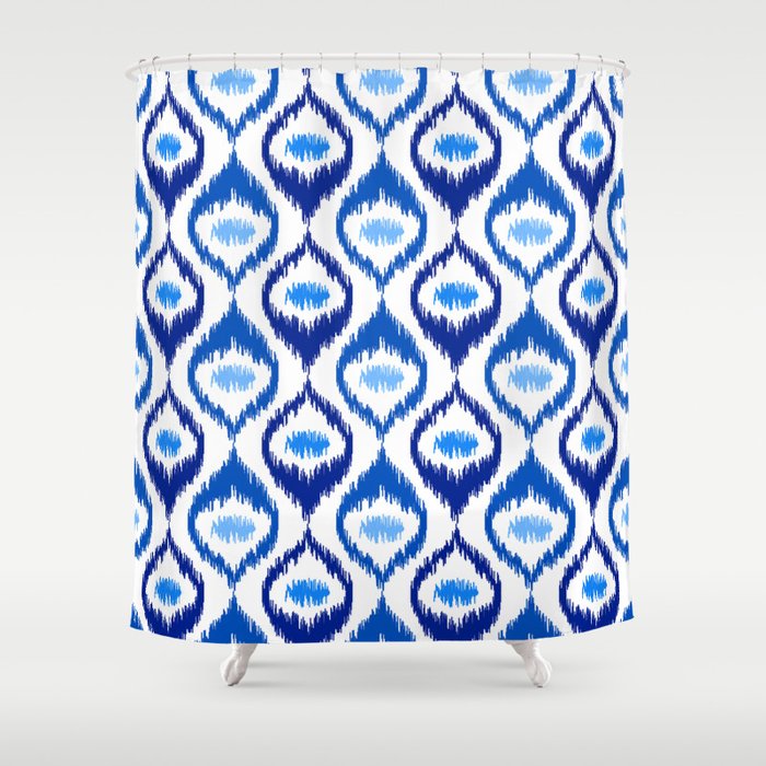 Ikat Pattern Indigo Blue And White 07 Shower Curtain By