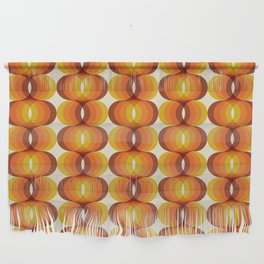 Orange, Brown, and Ivory Retro 1960s Wavy Pattern Wall Hanging