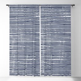 Abstract Stripes Pattern, Indigo, Navy Blue Blackout Curtain