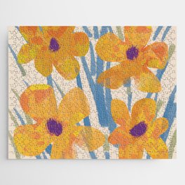 Scandinavian floral pattern watercolor Jigsaw Puzzle