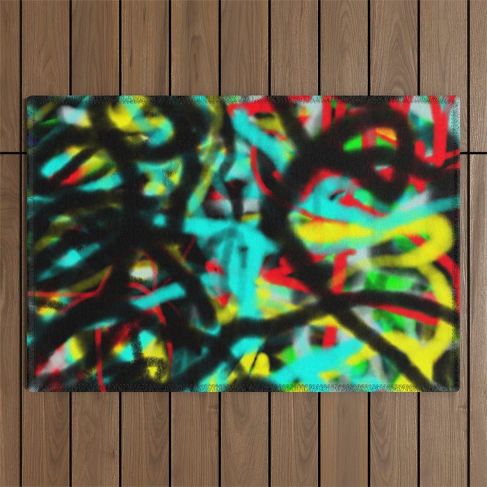 Street 18. Abstract Painting.  Outdoor Rug