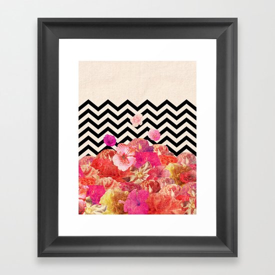 Chevron Flora II Framed Art Print