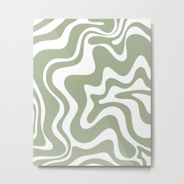 Liquid Swirl Abstract Pattern in Sage Green and White Metal Print | Green, Modern, Painting, Sage, Art, Pattern, Abstract, Contemporary, Digital, Kierkegaarddesign 