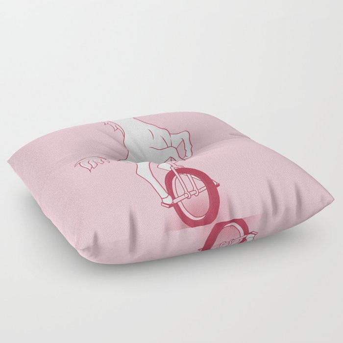 Unicorn on a unicycle - pink Floor Pillow