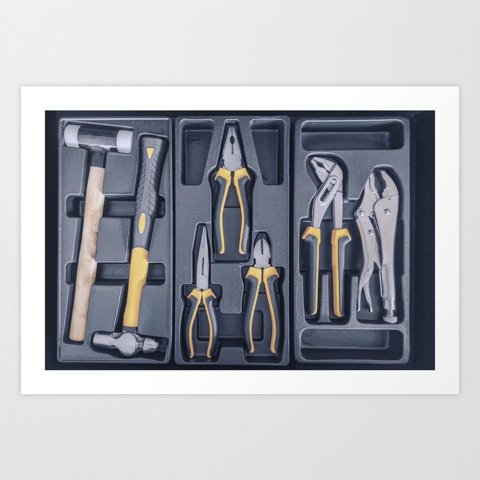Garage Tool Box, Set of Tools, Tool Box for Construction, Electronic, Building Art Print