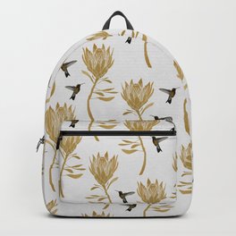 Hummingbird & Flower I Backpack | Painting, Colibri, Animal, Bird, Nature, Sophisticated, Garden, Foil, Artdeco, Floral 