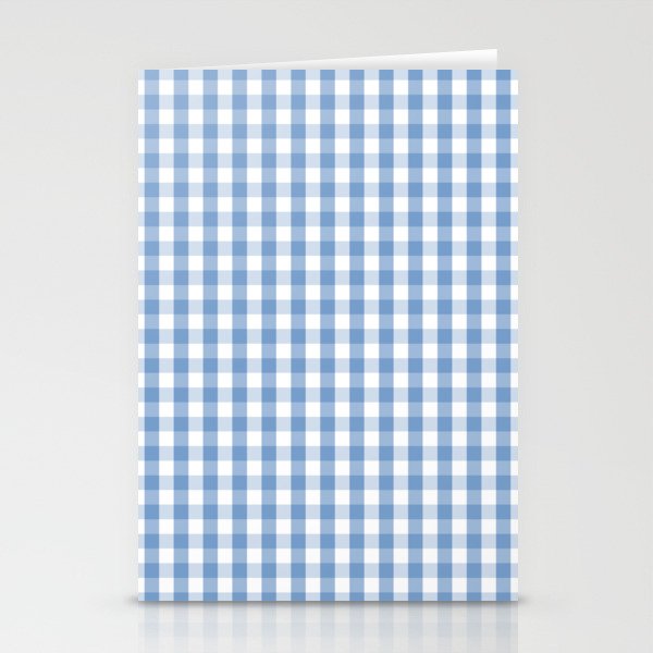 Classic Pale Blue Pastel Gingham Check Stationery Cards