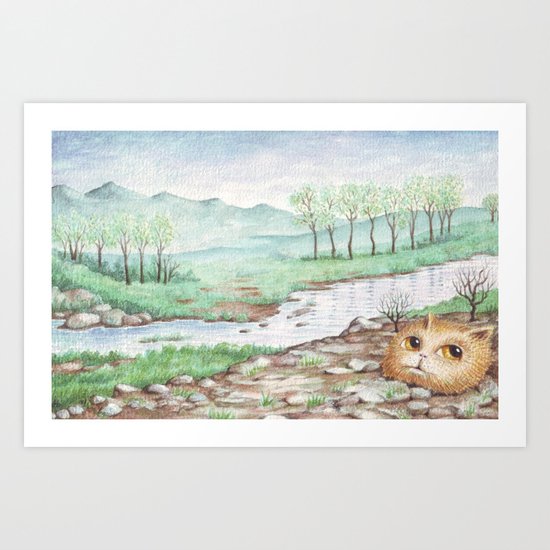 River Cat Art Print