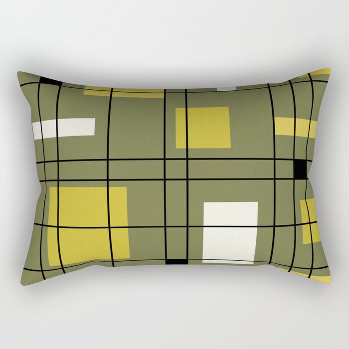 1950's Abstract Art Avocado Green Rectangular Pillow