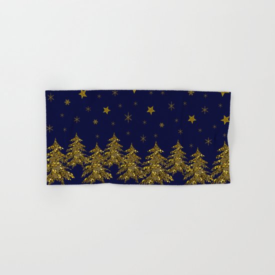 Sparkly Christmas tree, moon, stars Hand & Bath Towel