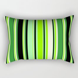 [ Thumbnail: Eyecatching Green, Chartreuse, Beige, Forest Green & Black Colored Stripes/Lines Pattern Rectangular Pillow ]