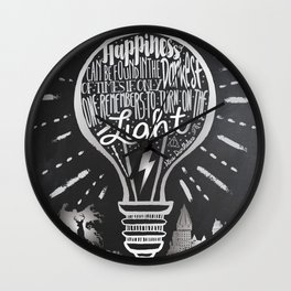 Happiness Can Be Found in the Darkest of Times Wall Clock | Education, Black and White, Albusdumbledore, Harrypotter, Wizard, Chalkboard, Educational, Jkrowling, Witch, Digital 