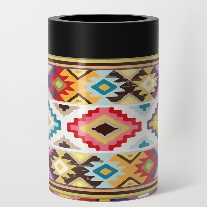 Multicolor geometric aztec pattern colorful decoration mexican clothes ethnic boho chic Can Cooler