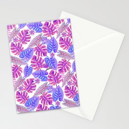 Fluorescent Pink & Purple Palm Leaves Stationery Card