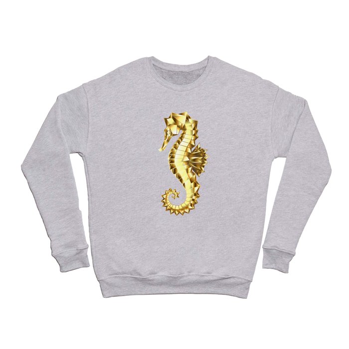 Gold Polygonal Seahorse Crewneck Sweatshirt