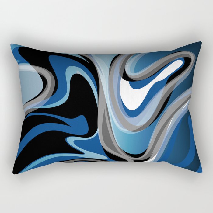 Liquify in Denim, Navy Blue, Black, White // Version 2 Rectangular Pillow