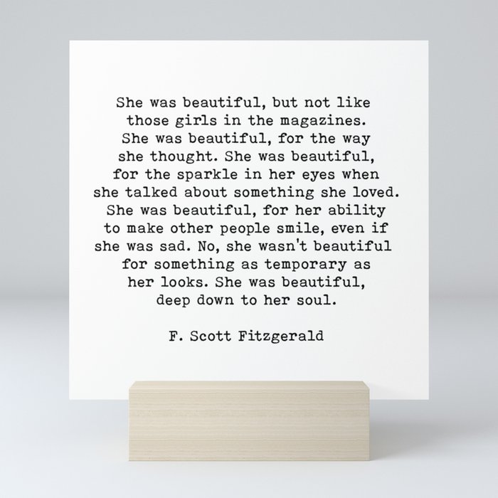 She Was Beautiful, F. Scott Fitzgerald, Quote Mini Art Print by The Art